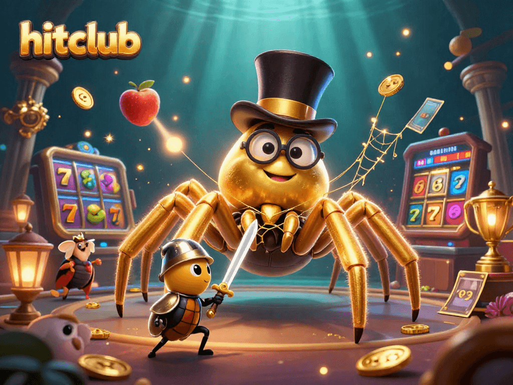 Experience excitement at hitclub with a brave beetle knight facing a golden tarantula in 3D gaming action.