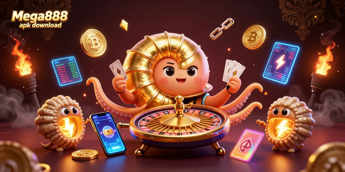 Experience mega888 apk download with vibrant gambling elements and characters in this exciting casino scene.