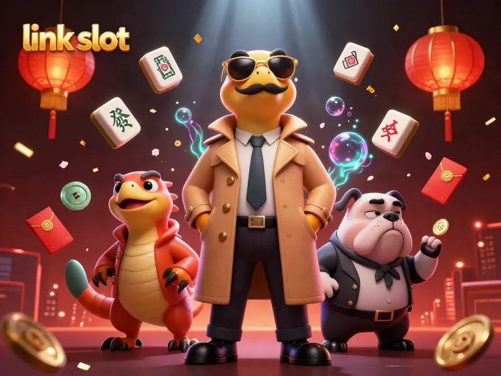 Experience thrilling gameplay with link slot as cartoon raptors attempt entry into a VIP casino.