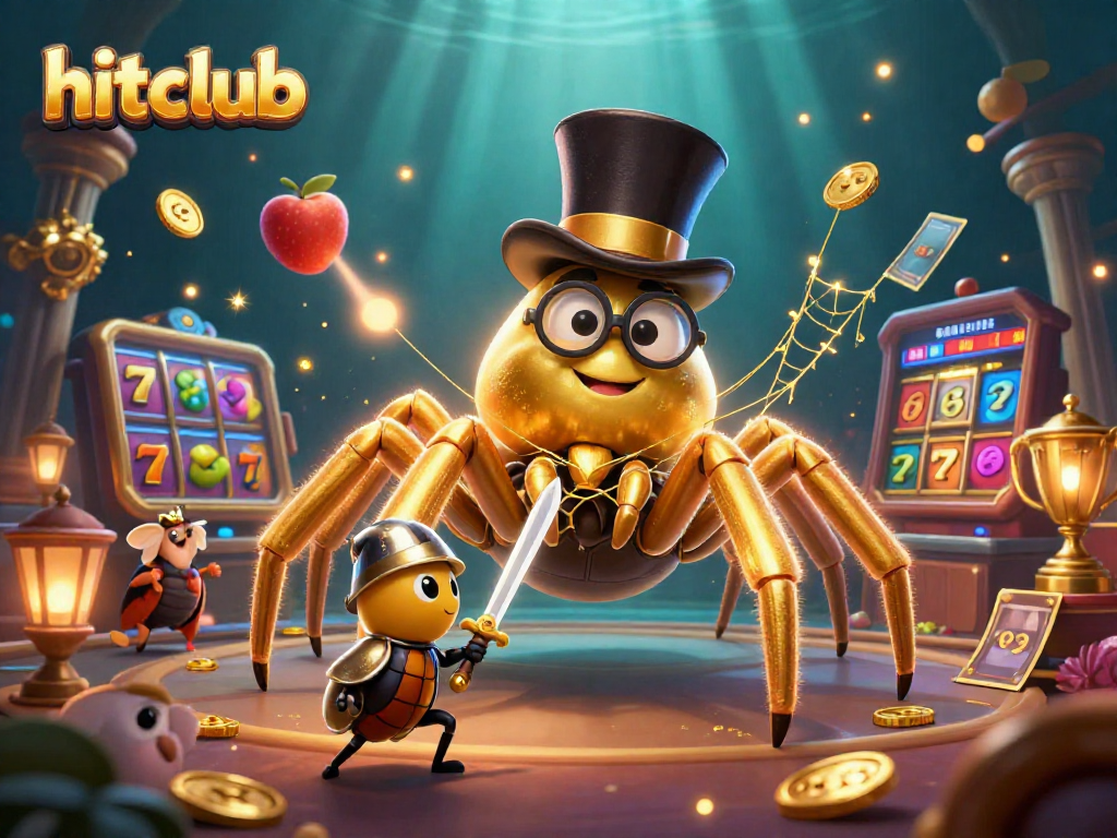 Experience excitement at hitclub with a brave beetle knight facing a golden tarantula in 3D gaming action.