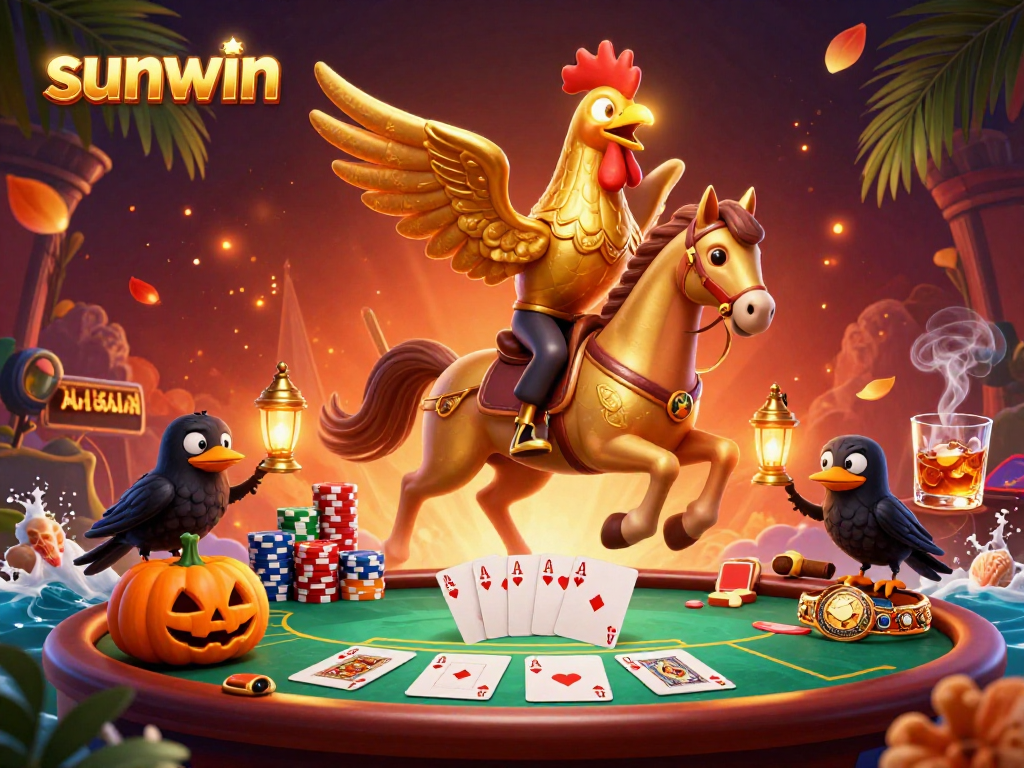 Experience thrilling wins at sunwin with a vibrant scene of animated casino gameplay featuring iconic elements.