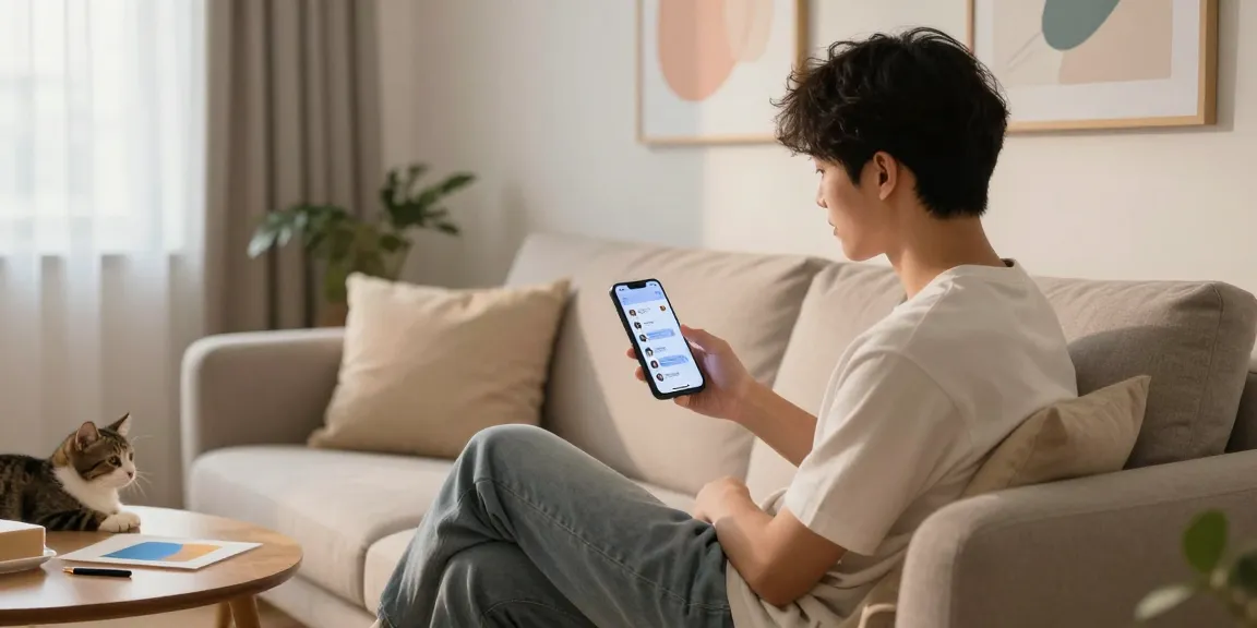 Engaging with nsfw ai chatbot on a smartphone in a cozy living room.