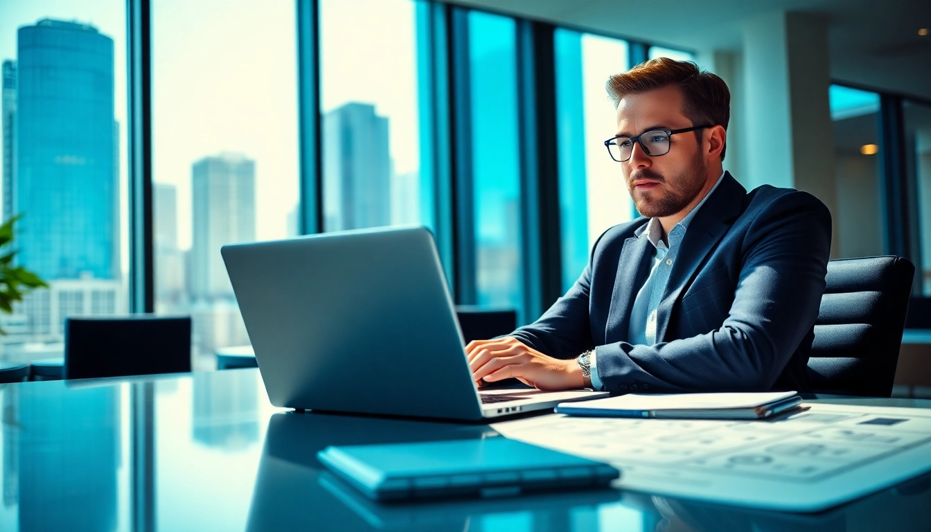 Headhunter Ingenieure im Gespräch mit einem Ingenieur am Schreibtisch in einem modernen Büro