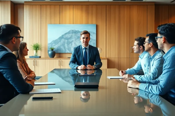 Headhunter Ingenieure führen ein Interview in einem modernen Büro, dabei wird Professionalität vermittelt.