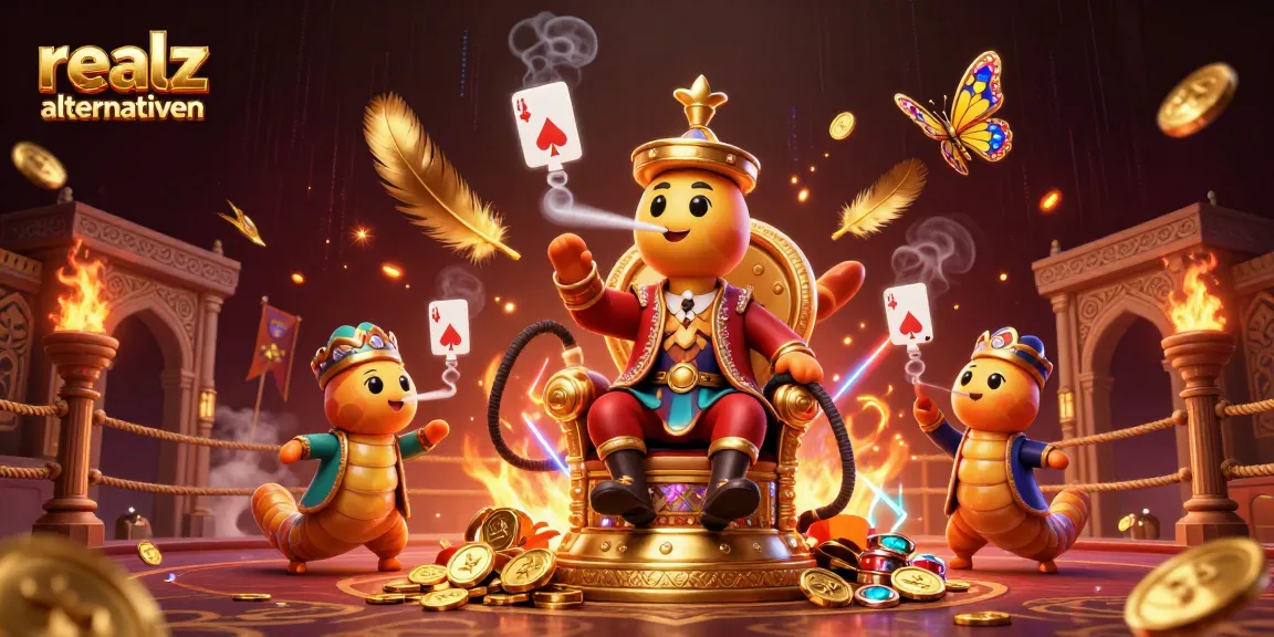Erleben Sie die besten realz casino alternativen in einer aufregenden 3D-Illustration mit Casino-Elementen.